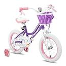 JOYSTAR 16 Inch Girls Bike, Toddler Bike for 4 5 6 7 Years Old Girl, 16" Kids Bikes with Training Wheels & Basket, Children's Bicycle for Ages 4-7 yr, Purple