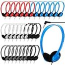 30 Pack Class Set Headphones for Kids School Earphones over Head Bulk Colored Classroom Headphones on Ear Earbuds Adjustable with 3.5 mm Jack for Libraries Students Teens Adults (Bright Color)