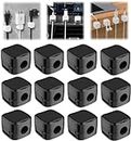 12 Pack Magnetic Cable Holder, Under Desk Cable Clips Management, Hide Phone Charging Cable Keeper, Strong Adhesive Wire Charger Holder for Nightstand, Kitchen Appliances, Office Supplies (Black)