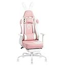 JOYFLY Pink Gaming Chair,Kawaii Gamer Chair with Footrest High Back Ergonomic Office Chair for Adults Girls, Racing Style Swivel Chair with Headrest and Lumbar Support, 350lbs, Gift, Pink