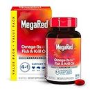 MegaRed Omega 3 Fish Oil & Antarctic Krill Oil Softgels for Brain, Heart, Joints & Eye Support, (80 Count Bottle), Concentrated Omega 3 Fatty Acid Supplement with EPA, DHA, Phospholipids