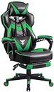 Zeanus Gaming Chair with Footrest Green Ergonomic Computer Gaming Chair for Adults Massage Reclining Game Desk Chair Big and Tall Gaming Chair Racing Office Chair Gaming Chair for Heavy People