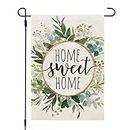 CROWNED BEAUTY Eucalyptus Garden Flag 12x18 Inch Double Sided for Outside Small Burlap Spring Seasonal Home Sweet Home Yard Flag