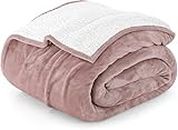 Utopia Bedding Sherpa Blanket California King Size [Rose Pink, 102x96 Inches] - 480GSM Thick Warm Plush Fleece Reversible Blanket for Bed, Sofa, Couch, Camping and Travel