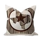 Texas Lone Star Home Map Solid Throw Pillow Covers Farmhouse Office Pillow Cushion Case Western State Flag Patriotic Square Cotton Linen Pillowcases for Home Decor Playroom Porch Garden 16x16 inches