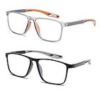 JOON-joon Reading Glasses Men 2 Pairs Sports Style Comfortable and Flexible Blue Light Blocking Readers for Men+2.5