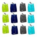 Lify Shoe Storage Organizer Bags Set, Water-Resistant Nylon Fabric with Sturdy Zipper for Traveling (12 Piece Pack) (Navy Blue3 + Aqua Blue3+ Grey3 +Florescent3)