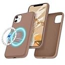 GUAGUA Magnetic Case for iPhone 11 Pro Max 6.7-inch Compatible with Magsafe Liquid Silicone Microfiber Lining Texture Cover Protective Shockproof Anti-Scratch Phone Case for iPhone 11 Pro Max, Brown