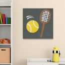 Zoomie Kids Tennis Kit Art on Wrapped Canvas Canvas, Wood in Brown/Yellow | 12 H x 12 W in | Wayfair ZMIE1687 32352959