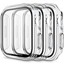3 Pack Hard PC Case for Apple Watch Screen Protector 44mm SE Series 6 Series 5 Series 4, Full Protective Cover with Tempered Glass for iWatch 44mm (Transparent, 3 Pack)