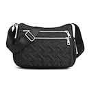 YANAIER Women Crossbody Shoulder Bag Multi Pocket Lightweight Quilted Messenger Bag Travel Handbag Purse Black