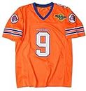 90s Football Jersey for Party,Bobby Boucher #9 The Waterboy Sandler 50th Anniversary Movie Football Jersey, Orange, X-Large