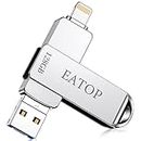 EATOP 128GB Photo Stick for iPhone Storage, iPhone Memory Stick USB Stick External iPhone Storage iPhone Thumb Drive for iPhone/iPad/Android/PC