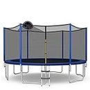Goplus Outdoor Trampoline, 12FT 14FT 15FT 16FT ASTM Approved Trampoline w/Basketball Hoop, Enclosure Net, Safety Pad, Ladder, Recreational Trampoline for Kids and Adults (External-Net, 15 FT)