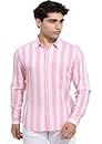 U-TURN Casual Shirt for Men|| Shirt for Men|| Men Stylish Shirt || Men Printed Striped Shirt (X-Large, White-Pink)