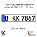 Euro-Kennzeichen | Kfz Kennzeichen DIN-zertifiziert für Deutschland (520x110 mm) (schwarze Schrift)