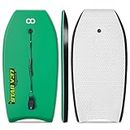 GEAVESS Bodyboard 33-inch/37-inch/42-inch Premium IXPE Body Board with Coiled Wrist Leash, Super Lightweight EPS Core and HDPE Slick Bottom, Perfect Surfing for Kids Teens and Adults(Green,37inch