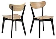 AC Design Furniture Roxanne Sedia da Pranzo, Oak Rubberwood, Rovere/Nero, L: 55 x W: 45 x H: 79.5 cm, 2 unità