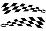 Novelty Chequered Flag Pack of 2 Car Stickers - Car Decals - Racing Stripe - Scooter Stickers - Bumper Stickers - Campervan Decals - Van Stickers - Motorbike Stickers (Black)