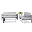 GreeLife Outdoor Patio Furniture Set Metal Patio Couch Conversation Sets Modern Sectional Seating Sofa with Waterproof Cushion and Coffee Table for Balcony Backyard Garden Poolside?3 Pieces?