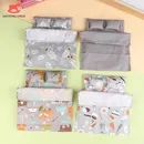1:12 Scale Dollhouse Bedroom Miniature Bed Four Piece Bed Set Bed Sheet Quilt Pillow Decor Toy Doll