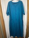 Dreams Co Housecoat Womens Turquoise Robe 1X 22/24 Full Zip Short Sleeve