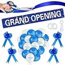 Grand Opening Ribbon Cutting Ceremony Kit Grand Opening Banner Grand Opening Decorations with 10'' Scissors 40 Pcs Balloons Satin Ribbon Bows and More Supplies for Business Events (Blue)