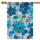 Toland Home Garden Oil Painted Blue Poppies and Lilies 28 x 40-Inch Decorative USA-Produced House Flag