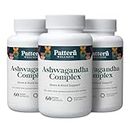 Pattern Wellness Ashwagandha Complex for Men & Women - KSM-66 & Black Pepper Extract - Whole Body & Heart Health - Supports Stress & Mood - Non-GMO - 180 Vegan Capsules