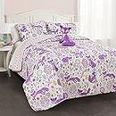 Lush Decor Quilt Reversible 4 Piece Bedding Set, Polyester, Purple & Pink, Full/Queen
