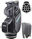 BOBOPRO Golf Cart Bag with 14 Way Divider Top, Golf Bag Full Length Putter Well, Golf Club Bag with 8 Pockets, Cooler Pouch, Rain Hood, Dust Cover, Detachable Single Strap, Lightweight for Men & Women