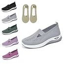 Hoi Blume Women's Woven Orthopedic Breathable Soft Sole Shoes,Non-Slip Slip On Outdoor Comfort Casual Fashion Sneakers Wide Shoes (40,Grey)