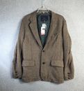 American Eagle Jacket Mens S Brown Herringbone Tweed Wool Blend Blazer NWT