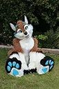 PROPSCOS Fluffy Brown Husky Dog Wolf Fox Animal Fursuit Mascot Costume (XL)