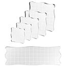 6 Pcs Stamp Blocks with Grid and Grip, Acrylic Clear Stamping Blocks Set Essential Stamping Tools for Scrapbooking Crafts Card Making, Assorted Sizes