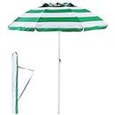 RAINPOPSON 8ft Garden Umbrella Big Size 8ft Heavy Duty Garden Patio Outdoor Umbrella for Rain & Sun Stripe Design Colorful Garden Umbrella (Green) (8ft/48in)