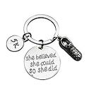 Sportybella 5k Keychain, Runner She Believed She Could So She Did Charm Keychain, Running Jewelry for Girls and Women