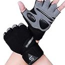 SAWANS Gym Gloves Training Weight lifting Gloves for Men Women Wrist Support Padded Extra Grip Palm Protection Exercise Fitness Workout Gloves Cycling,Hanging,Pull ups,Breathable (Long Wrist, L)