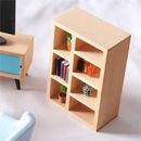Dollhouse Cabinet Bookcase Small Wooden Furniture Model Living Room Study Scene