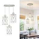 Osimir Pendant Lights Kitchen Island, Dining Room Light Fixtures with Brushed Nickel Clear Glass Shade, Modern Farmhouse Mini Chandeliers, Adjustable Cord Hanging Lighting for Bar,Sink, CH9176BN3