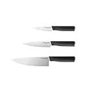 KitchenAid Classic 3 Piece Chef Knife Set with Custom Fit Blade Covers, 8 inch Chef Knife, 5.5 inch Serrated Utility Knife, 3.5 inch Paring Knife, High Carbon Japanese Stainless Steel Blade, Black