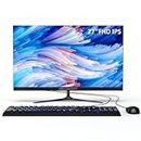 27 Inch All-in-One Desktop PC Celeron N5095 Desktop Computer 8GB RAM 512GB ROM SSD Full HD IPS Display Computer with Dual WiFi Bluetooth 5.0,Keyboard and Mouse USB3.0