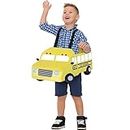 Mepase Ride in School Bus Costume Yellow 3D Car Costume School Bus Decorations Costume for Child 3 to 6 Years, School Bus Party Dress up Role Play for Birthday, Preschool, Kindergarten Classroom