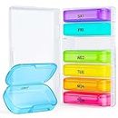 ZIKEE 7 Packs Extra Large Pill Organizer, Portable Pill Box 7 Day for Pocket, Purse, Weekly Pill Case with Dual-Protection Design, Pill Container for Medication, Vitamin, Fish Oil, Supplement
