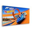 Hot Wheels Horizon 3 - Cuadro de videojuegos para coche de carreras azul, arte de pared, decoración del hogar, regalo para dormitorio de niños (20 x 12 pulgadas)
