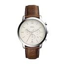 Fossil Analog Off-White Dial Brown Band Men's Stainless Steel Watch-FS5380