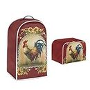 DISNIMO Sunflower Rooster 2 Slice Toaster Cover, Kitchen Small Appliance Dust Cover with Blender Dust Cover, Stand Mixer or Coffee Maker Appliance Cover, Dust and Fingerprint Protection,Set of 2