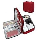 Agroha Double Layer Electronic Gadget Organizer Case, Cable Organizer Bag for Accessories, Hard Disk, Power Bank, Charger for Travel - 27 X 20 X 9 cm - Wine Red Nylon (Wine Red)