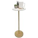 Bombay Elegant Marble Side Table Round, Small Accent Table Nightstand, Couch Table, Premium End Table for Bedside Tables, Living Room Tables, Coffee, and Sofa Table 10 x 26 inches (Gold)