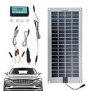 Battery Charger Maintainer - Solar Trickle Charger, Solar Panel Kit | Waterproof Power Trickle Battery Charger, Automotive RV with Lighter Plug, Solar Powered Battery Charger for Car Marine